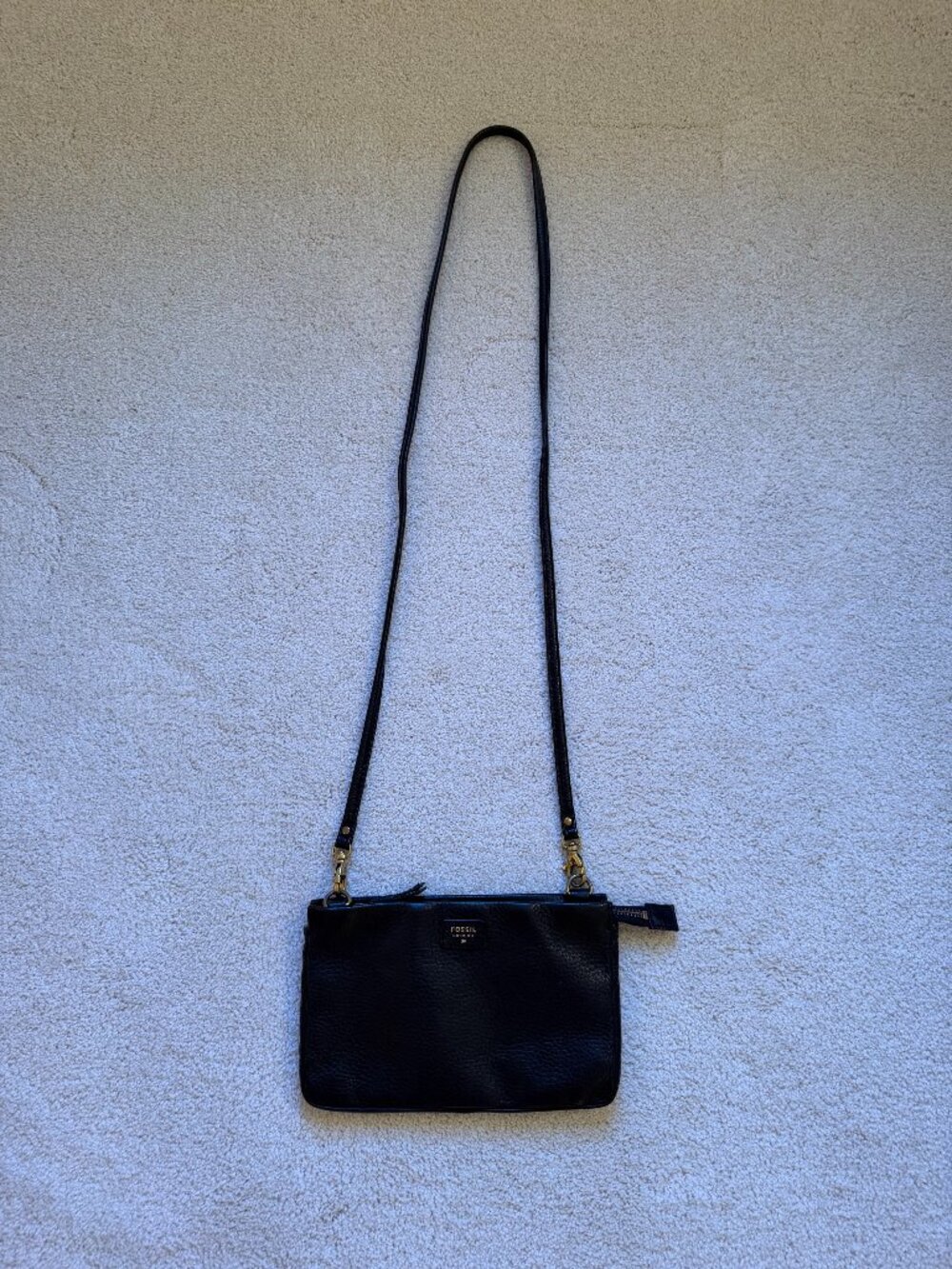 Fossil Black Leather Crossbody Bag